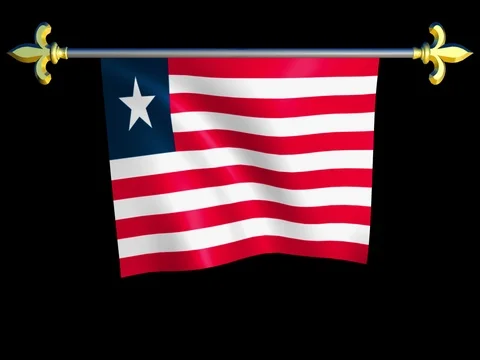 Large Looping Animated Flag of Liberia Stock Footage 74299932