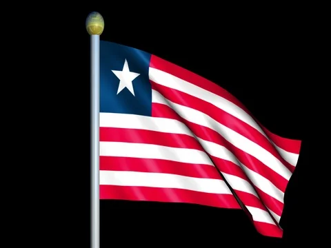 Large Looping Animated Flag of Liberia Stock Footage 74300233