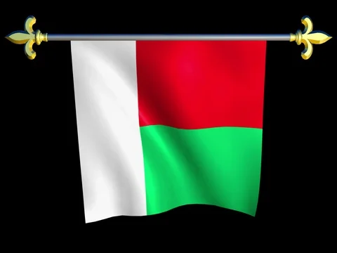 Large Looping Animated Flag of Madagascar Stock Footage 74362874