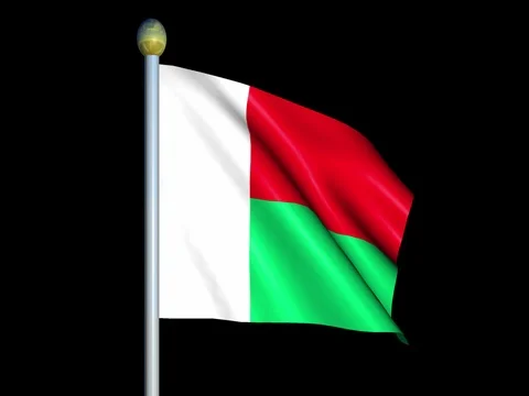 Large Looping Animated Flag of Madagascar Stock Footage 74363089