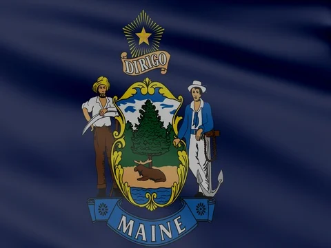 Large Looping Animated Flag of Maine Stock Footage 73111730