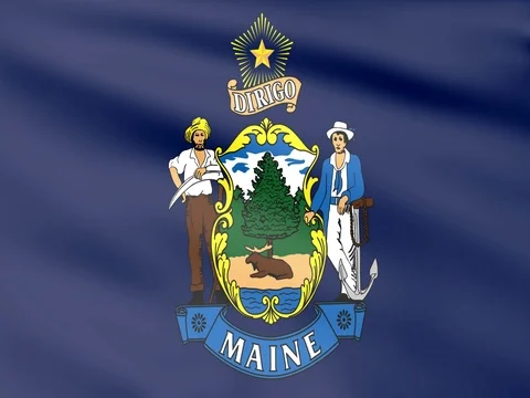 Large Looping Animated Flag of Maine Stock Footage 73478170