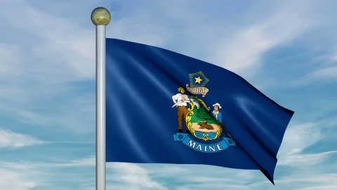 Large Looping Animated Flag of Maine Stock Footage 73636378