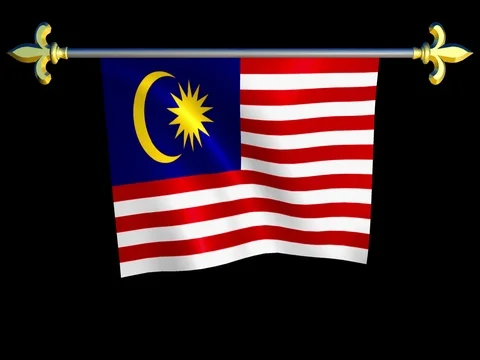 Large Looping Animated Flag of Malaysia Stock Footage 74363669