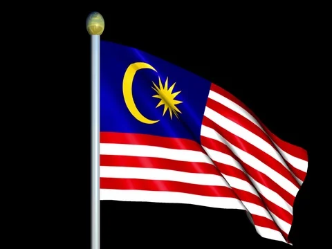 Large Looping Animated Flag of Malaysia Stock Footage 74363790