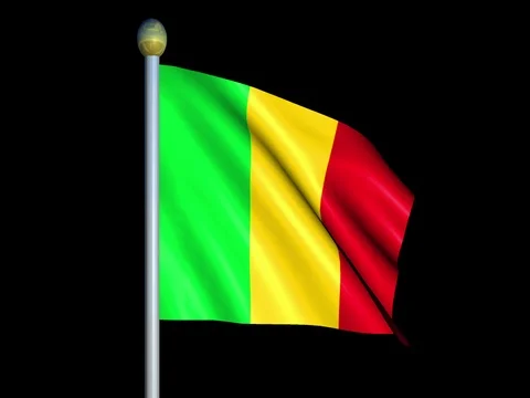 Large Looping Animated Flag of Mali Stock Footage 74378917