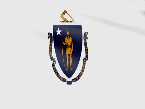 Large Looping Animated Flag of Massachusetts Stock Footage 73112732