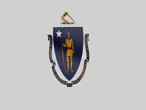 Large Looping Animated Flag of Massachusetts Stock Footage 73478805
