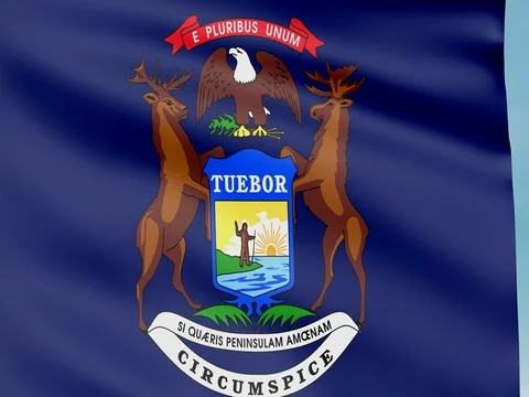 Large Looping Animated Flag of Michigan Stock Footage 73115075