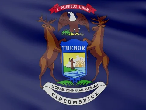 Large Looping Animated Flag of Michigan Stock Footage 73503735