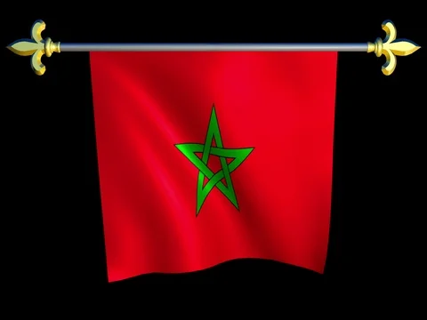 Large Looping Animated Flag of Morocco Stock Footage 74416280