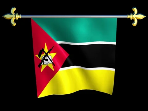 Large Looping Animated Flag of Mozambique Stock Footage 74520549