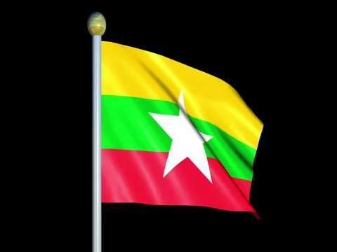 Large Looping Animated Flag of Myanmar Stock Footage 73871954