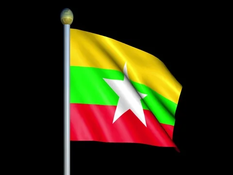 Large Looping Animated Flag of Myanmar Stock Footage 74539308