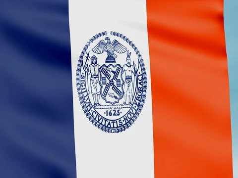 Large Looping Animated Flag of New York City Stock Footage