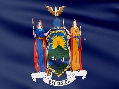 Large Looping Animated Flag of New York Stock Footage 73122338