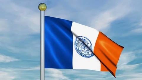 Large Looping Animated Flag of New York City Stock Footage 73638174