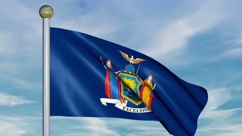 Large Looping Animated Flag of New York Stock Footage 73681731