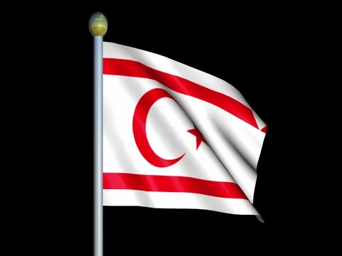 Large Looping Animated Flag of Northern Cyprus Stock Footage 74581370