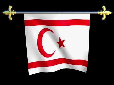Large Looping Animated Flag of Northern Cyprus Stock Footage 74581378
