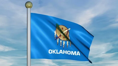 Large Looping Animated Flag of Oklahoma Stock Footage 73683257