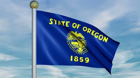 Large Looping Animated Flag of Oregon Stock Footage 73683460