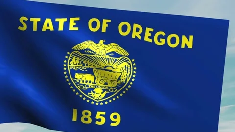 Large Looping Animated Flag of Oregon Stock Footage 73683495