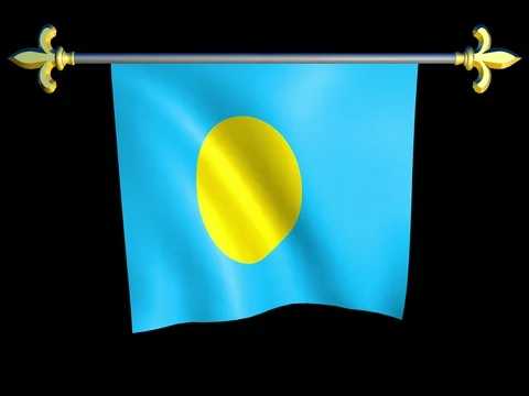 Large Looping Animated Flag of Palau Stock Footage 74630832