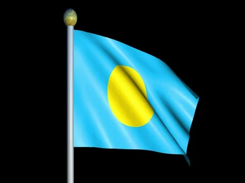 Large Looping Animated Flag of Palau Stock Footage 74631114