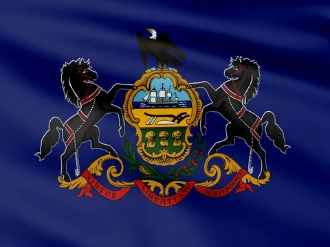 Large Looping Animated Flag of Pennsylvania Stock Footage 73125558