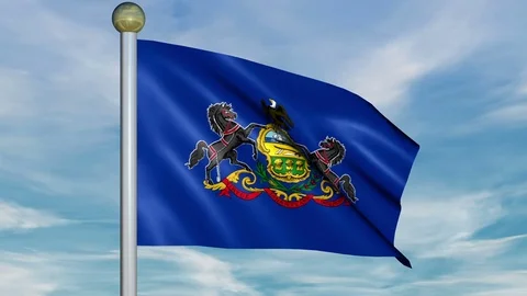 Large Looping Animated Flag of Pennsylvania Stock Footage 73705770