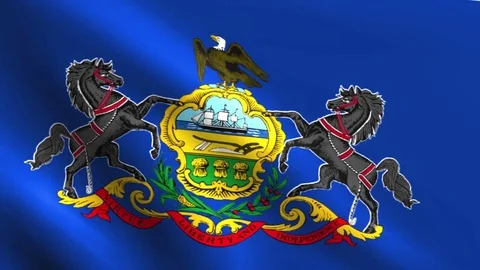 Large Looping Animated Flag of Pennsylvania Stock Footage 73706284