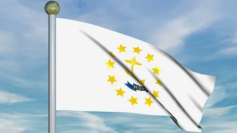 Large Looping Animated Flag of Rhode Island Stock Footage 73706353