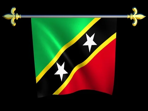 Large Looping Animated Flag of Saint Christopher and Nevis Stock Footage 74734197