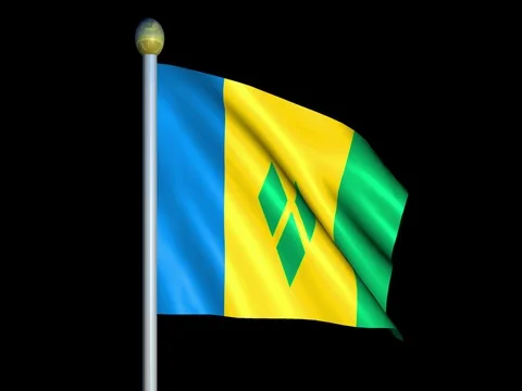 Large Looping Animated Flag of Saint Vincent and the Grenadines Stock Footage 74734975