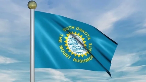 Large Looping Animated Flag of South Dakota Stock Footage 73708562