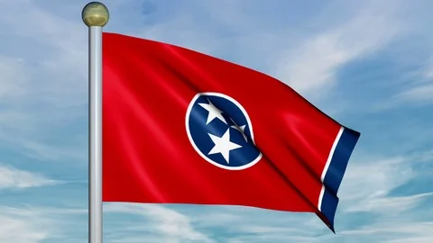 Large Looping Animated Flag of Tennessee Stock Footage 73709294