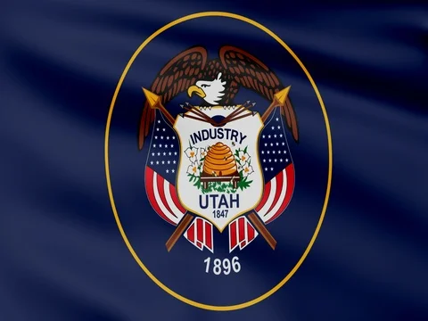 Large Looping Animated Flag of Utah Stock Footage 73127483