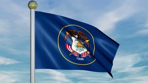 Large Looping Animated Flag of Utah Stock Footage 73709969