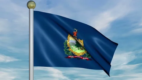 Large Looping Animated Flag of Vermont Stock Footage 73710645