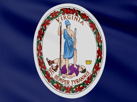 Large Looping Animated Flag of Virginia Stock Footage 73128310
