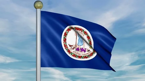 Large Looping Animated Flag of Virginia Stock Footage 73736285