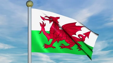 Large Looping Animated Flag of Wales Stock Footage 73738498