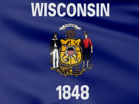 Large Looping Animated Flag of Wisconsin Stock Footage 73129874