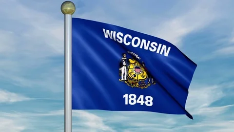 Large Looping Animated Flag of Wisconsin Stock Footage 73738217