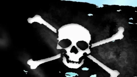 Large Looping Animated Pirate Flag Stock Footage 73566742