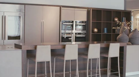 Large luxurious kitchen Stock Footage 63498882