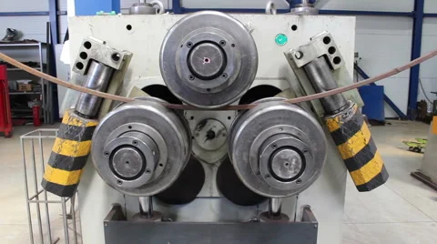 Large machine who bend strong pipes Stock Footage 67220901