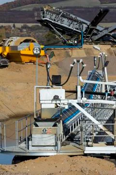 Large machines for sand mining Stock Photos