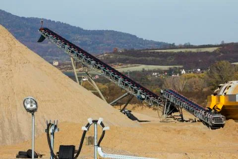 Large machines for sand mining Stock Photos